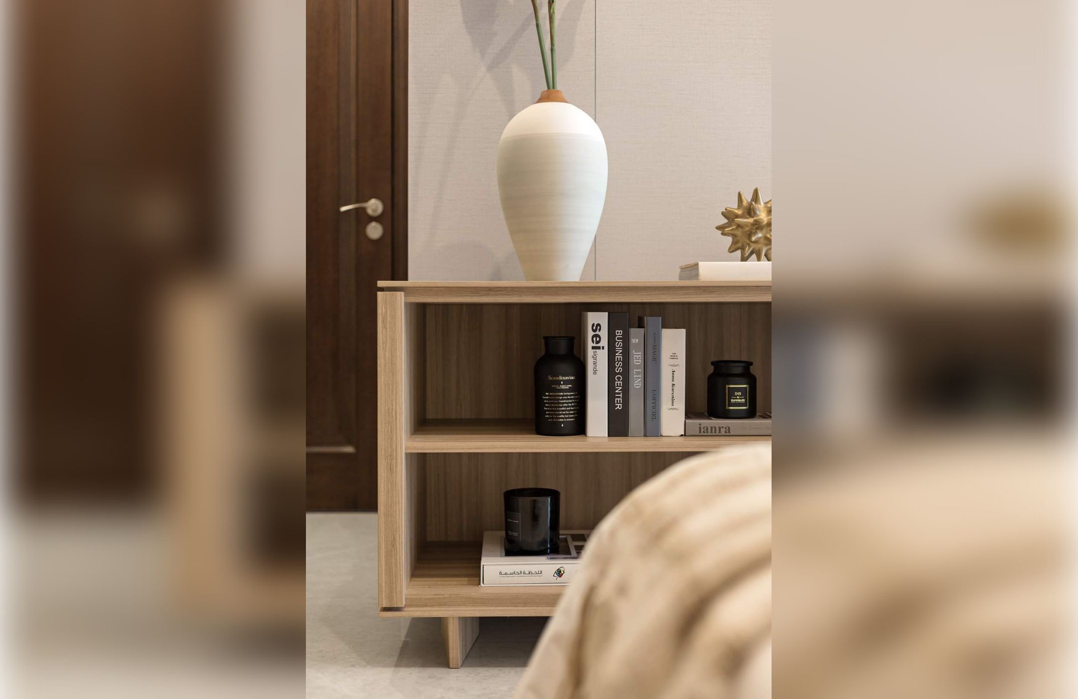 Bedside Table Nakas warna kayu wood alami dope
